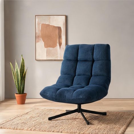 Fauteuil relax coloris dark bleu en polyester 95 x 75 x 90 cm (1/5)