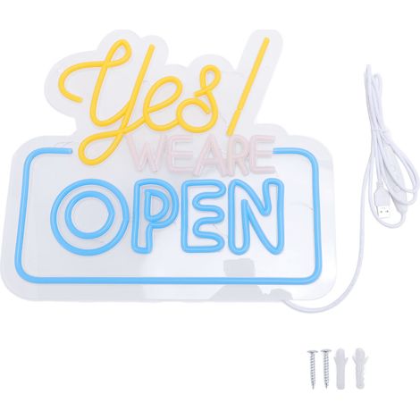 Ortviai Enseigne LED Néon « Yes We Are Open » Dimmable pour Commerces, Cafés, Bars et Décor Intérieur (1/5)
