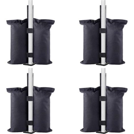 Sacs de Poids de qualité Industrielle, Sacs de Sable pour Pieds de Tente Pop-up, Parasol, Meubles d'extérieur (Sacs Seulement, Sable Non Inclus) (4 pièces, Noir) (1/4)