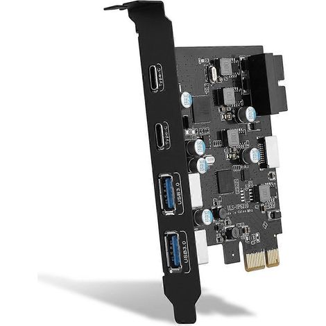 Carte d'extension ULS-6210 à 6 ports USB PCIe : PCI Express vers Type C (2) et USB Type-A (2). (1/5)