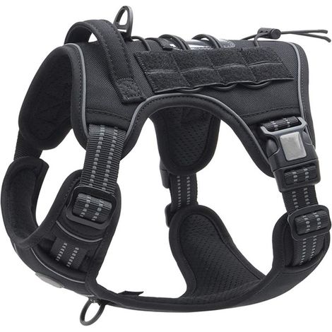 Taille L, Noir , Harnais de Chien Anti Traction, Harnais Tactique Chien Respirant Réglable Facile à Mettre pour Moyen Grand Chien, Gilet Durable Réfléchissant, Matériel Militaire (1/5)