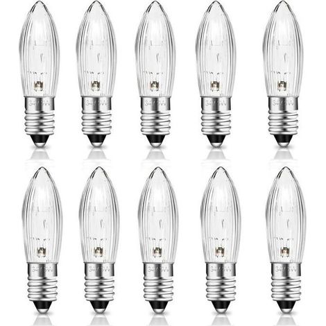 Ampoule E10 34V 3W Bougie avec 7 Points de Combustion Ampoules de rechange, 30LM Blanc Chaud 2700K, Lot de 10 (1/5)