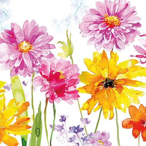 Lote de 20 Servilletas de Papel 33 x 33 cm - Flores Alegres - Ambiente