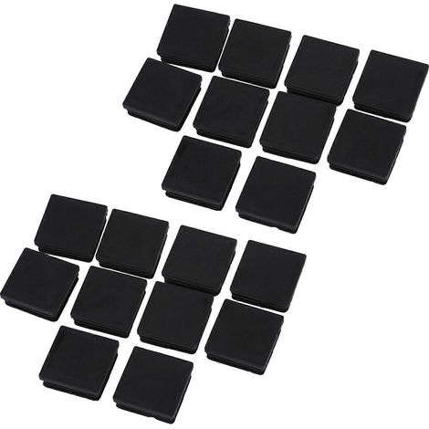 Bouchons d'extrémité noirs pour tubes carrés en plastique 40 mm x 40 mm (20 pièces)