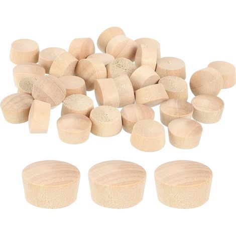 80pcs Wooden Button Stoppers, 14mm Flat Head Hardwood Screw Hole Stoppers, Wood Caps, Plugs for Furniture, Woodworking, Crafts (15.5mm x 14mm) (1/5)