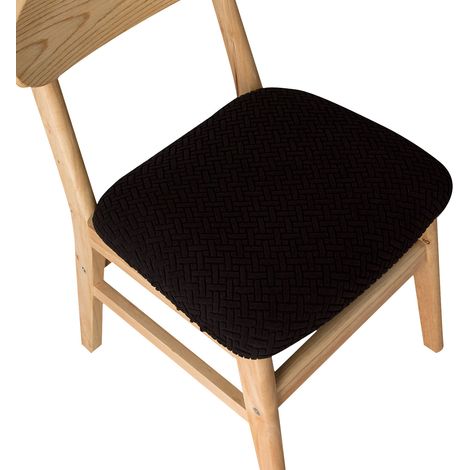 Housse De Chaise - Tissu Jacquard - Élastique Avec Bretelles - Pour Chaise À Dîner Et Salon - Noir - 1 Pièce