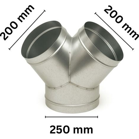 Y-Stück 250/200/200 mm Metall – Lüftung Y-Verbinder (1/5)