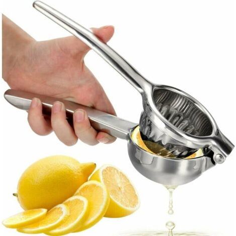 Presse agrumes OVOS Presse citron manuel incassable en acier inoxydable 18/10 (sans bisphénol A), pour un maximum de jus, passe au lave-vaiselle (Acier inox) (1/4)