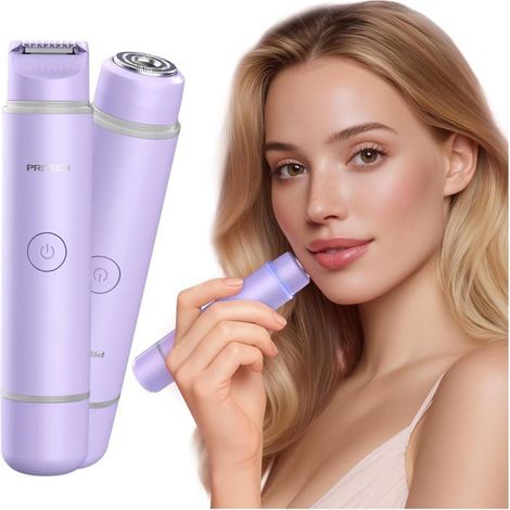 Afeitadora femenina 2 en 1 de doble cabezal - Dispositivo de depilación facial para mujer - Mini dispositivo de depilación en seco y húmedo - Afeitadora portátil (1/5)