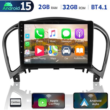 Pour Nissan Juke 2010-2018 Android 15 autoradio GPS Radio Headunit Apple Carplay RDS Navi WIFI - 2+32G (1/5)