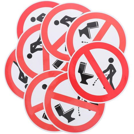 Stickers 8 Pieces Red PVC Bathroom Sign Durable for Potty