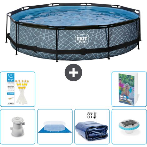 Exit Pool Rund - Steinoptik - 360x76 cm - 7-teilig S272