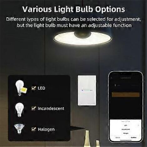 Interrupteur variateur intelligent WiFi Tuya à 1 bouton, panneau tactile, application de contrôle à distance. Compatible avec