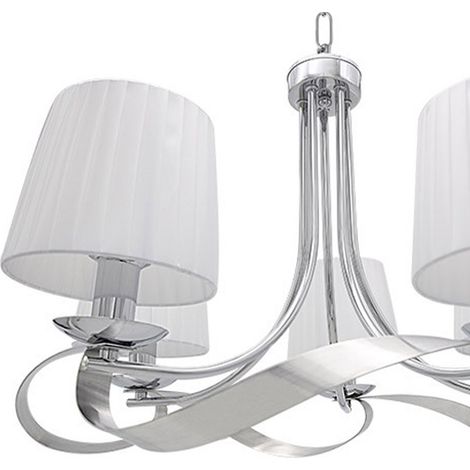 Lampara Baeza 5xe14 Cromo Pantalla Blanca Regx55x55 Cm (1/2)