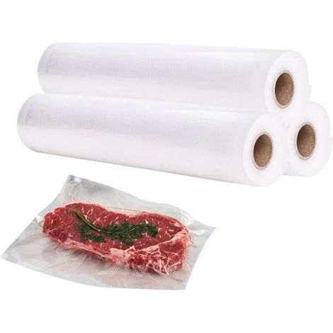 3 Rouleaux Sous Vide Gaufrés pour Machine Mise Sous Vide 20 cm X 5 mètres Sans BPA Sécurité Sac Rouleau de Film Sous Vide