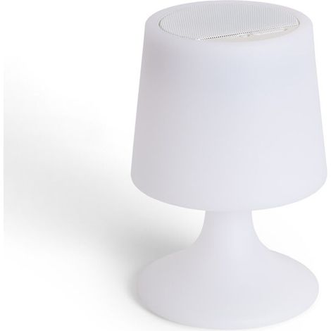 – Lampe à poser extérieure LED portable avec haut-parleur Bluetooth – Batterie rechargeable USB – Protection IP44 – 3 modes de luminosité (1/5)
