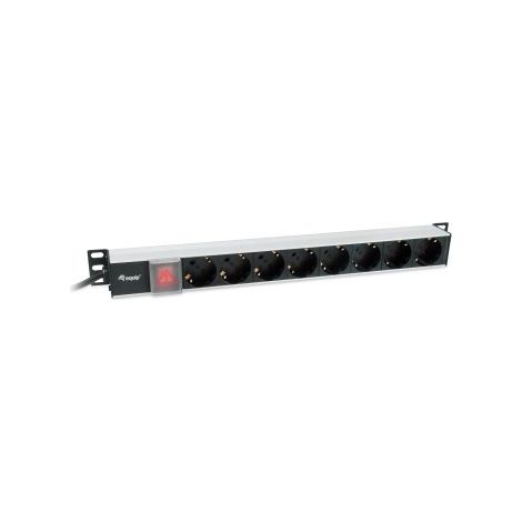REGLETA ALIMENTACION ALUMINIO RACK 19 1U 8 TOMAS TIPO SHUCKO EURO CABLE 3m ALUMINIO