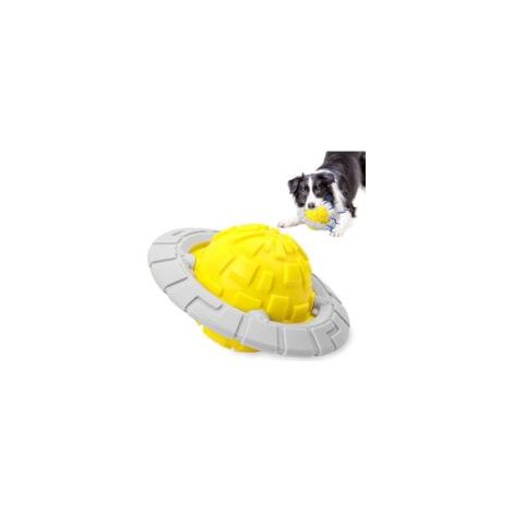 Jouet à mâcher indestructible pour chien, jouet couineur avec balle sonore, jouet interactif pour chien, convient aux chiens de petite, moyenne et grande taille (jaune) (1/5)