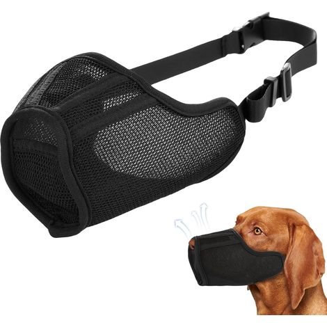 Adjustable Breathable Dog Muzzle - Comfortable Mesh Anti-Bite and Anti-Bark - for Small and Medium Dogs (Black, M) (1/5)