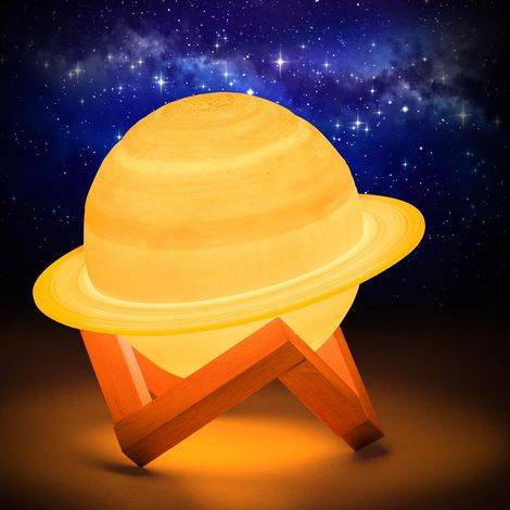 3D-Mondlampe, 16-farbige LED-Nachtlampe, Saturnlampe, 16 cm, dimmbar (1/4)