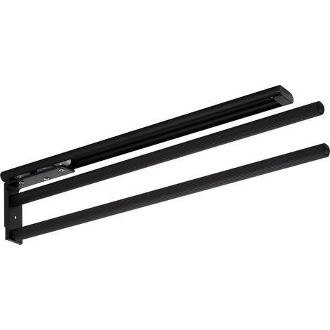 1 - Porte-Serviettes - Aluminium - Extensible Rotatif Noir Mat 45x73cm Pour Salle De Bain Cuisine (1/5)