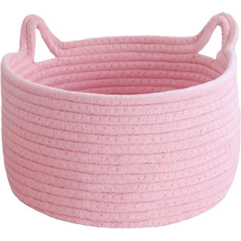 Petit panier en corde de coton avec oreilles de chat, adorables petits paniers de rangement, mini-paniers de rangement pour bureau, jouet pour chien et chat (1/5)