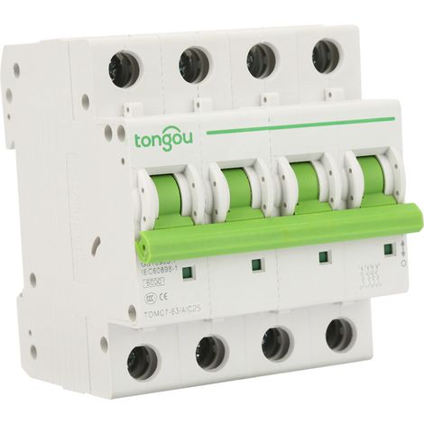 SJLERST Disjoncteur 16A Tetrapolaire,Fournitures Industrielles Tomc7-63 4P C Type 6Ka Disjoncteur Miniature Protection Contre Les Fuites Interrupteur d'air, Génie électrique et électrique (25A) (1/4)
