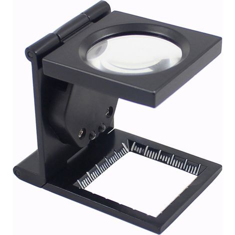 Loupe compte-fils pliant pliable avec monture en métal  peint en noir