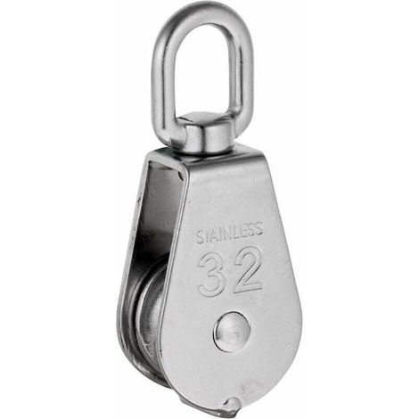 Robuste Poulie À Corde Réa Simple Avec Emerillon Pivotante En Inox Pulley Block Charge Max. 35-1000 Kg – M32 (1/4)