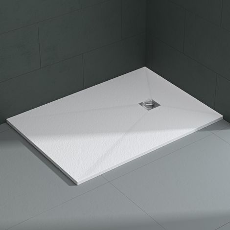 Mai & Mai Duschwanne 100x140x3cm Duschtasse aus Mineralguss Mineralgusswann Weiß Matt Rechteckig DIN-Anschlüsse Geoma09 (1/5)