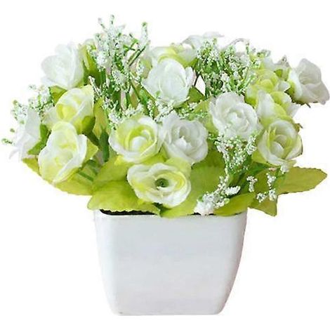Bonsaï artificiel frais et sans entretien, sans arrosage, fausse plante en pot, décoration intérieureblanc (1/5)