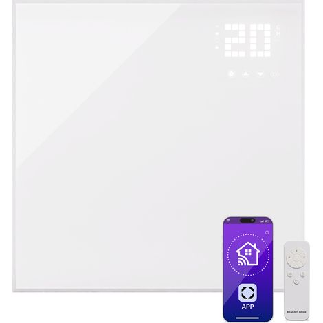 Klarstein Wonderwall Smart Bornholm - Stufa a infrarossi, 70x60 cm, app, 360W