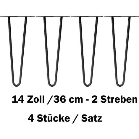 14 Zoll Schwarz Möbelfüße, 4er Set, Hairpin Legs Austauschbare Tisch &Schrank Beine Haarnadelbeine Tischgestell, mit Bodenschoner und Schrauben