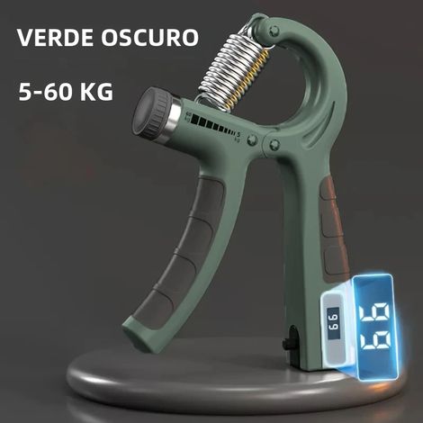 (Vert amélioré) Appareil d'entraînement de force de préhension réglable, poids 5-60 kg, avec compteur. (1/5)
