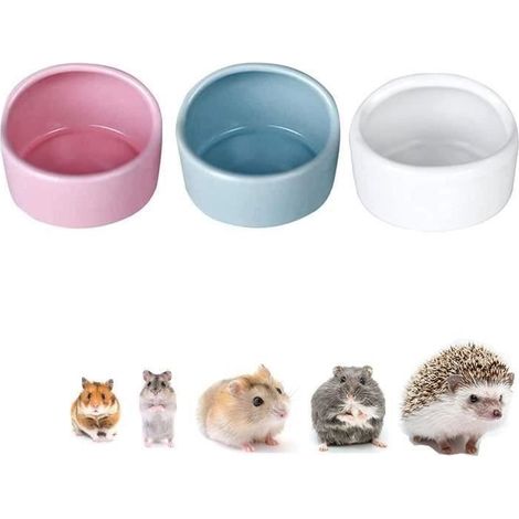 (Rosa, blau, weiß) Keramiknäpfe für Hamster - Bissfest, Meerschweinchen, Geschirre, Rennmäuse, Eichhörnchen, Federlinge - Futtertablett (3 Stück) (1/4)