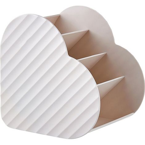 Organisateur de Maquillage en Forme de Cœur avec 4 Emplacements, Porte-pinceaux pour Salle de Bain ou Bureau, Blanc (1/5)