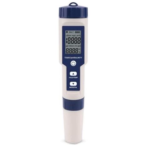 Enowelir Testeur Numérique 5 en 1 TDS/EC/PH/Salinité/Température de L&39eau Pour Hydroponie/Aquarium/Piscine/Eau Potable DH12 (1/4)