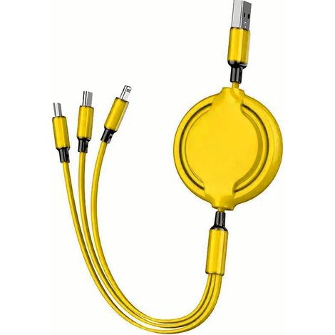 Câble de chargement de données rétractable un à trois trois en un 66 W (1/4)