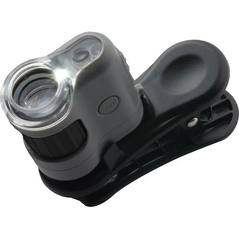 Carson MicroMini 20x, con iluminación LED y UV, con Clip Adaptador de digiscopio para Smartphone, portátil para Adultos, niños, Herramienta científica de Laboratorio Stem, Juguete científico (MM-380)