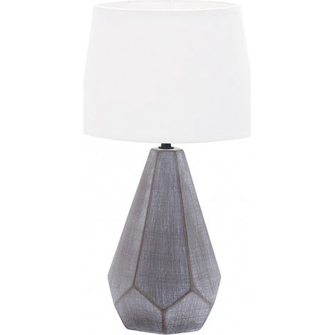 FABRILAMP 160271009 Lampada da Tavolo in Ceramica Ibi 1xe27 Paralume Bianco Nero 43x24,8x24,8 Cm