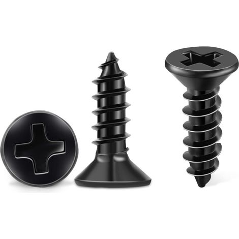 100 PCS Vis Inox 18-8 A2 Tête Fraisée Cruciforme PH Ø 4 x 10 mm noire lot de 100 Vis autotaraudeuses. inoxydable Oxyde Noir bricolage vis à bois M4 (1/5)