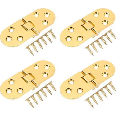 4 lot de charnières à rabat 180°, épaisseur 0,09 pouce, métal pliable, pour table pliante machine à coudre, doré brillant (1/5)