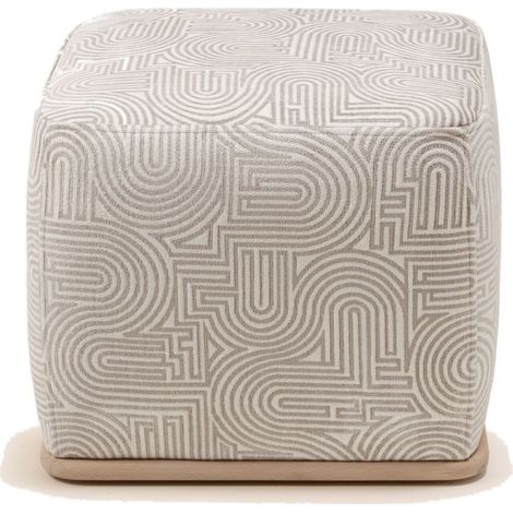 Pouf en Bois et chenille bicolore Klark ARNEL (1/4)