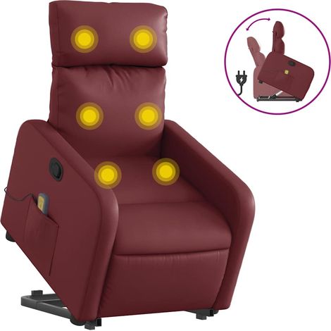 Maison Exclusive - Massagesessel mit Aufstehhilfe Weinrot Kunstle