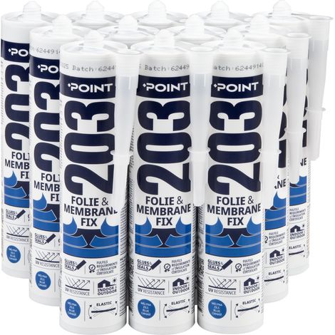 Point Folienkleber für Dampfsperren Folien- und Membranklebstoff Dichtkleber stark & elastisch 300 ml: Point 203 FOLIE & MEMBRANE FIX, 12 Kartuschen (1/4)