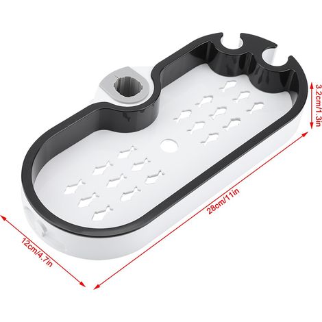 Porte-Savon & Organisateur de Douche Réglable en Hauteur pour Produits de Bain - Support Plastique Blanc et Noir 28cm (1/5)