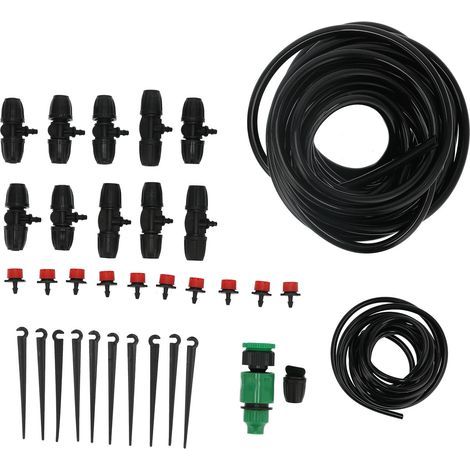 Kit D'irrigation, Tuyau de 10 M 8/11 Kit de Té de Goutteurs Réglables Volume d'eau Jardin Réglable Système D'irrigation Goutte à Goutte à Arrosage Automatique. (1/5)