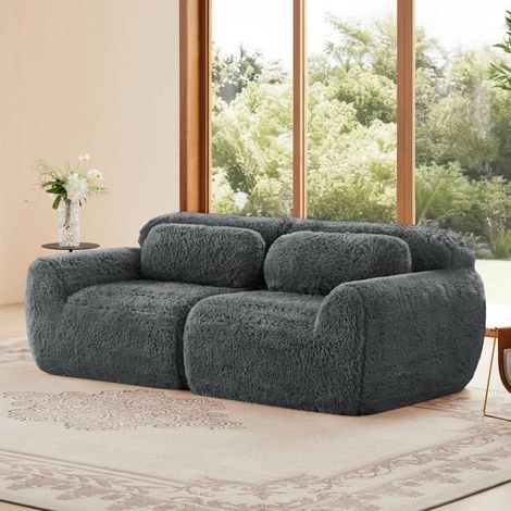Canapé - Cloud - 2 places modulable - Tissu peluche haut de gamme - Mousse HR 32D (1/5)