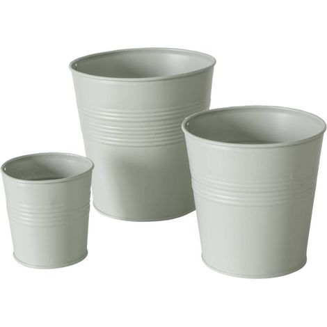 Pots de fleurs LINGO, galvanisés, pour usage extérieur, ensemble de 3