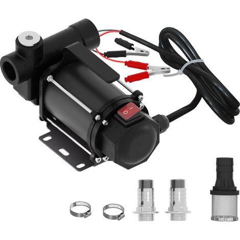 Wiltec Bio Dieselpumpe 12 V, 550 W, 80 l/min, Heizölpumpe selbstansaugend, Absaugpumpe für Diesel, Biodiesel, Heizöl, tragbare mobile Umfüllpumpe (1/5)
